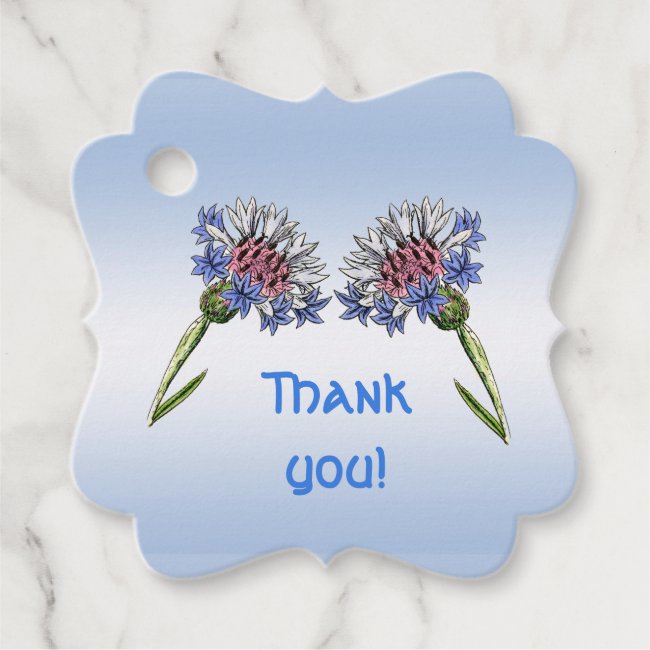 Blue Thistle Flowers Thank You Favor Tags