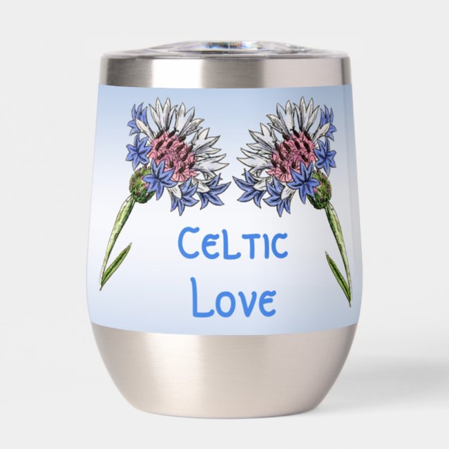 Blue Thistle Flowers Thermal Stemless Wine Tumbler