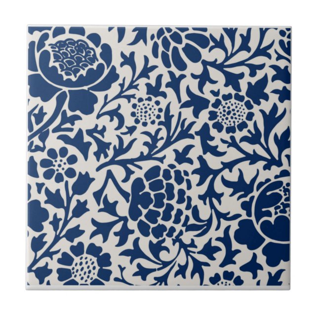 Blue Thistle Pattern European Style Ceramic Tile (Front)