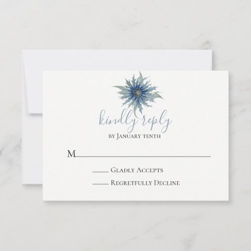 Blue Thistle Wedding RSVP Card