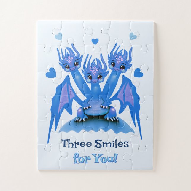 Blue three-headed dragon  jigsaw puzzle (Vertical)