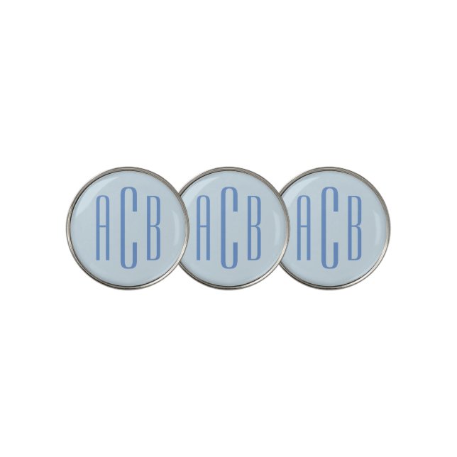 Blue Three Letter Monogram Golf Ball Marker (3 Up)