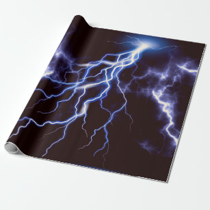 Blue Thunder Lightning Wrapping Paper