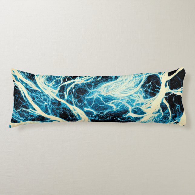 Blue Thunderstorm Lightning Pattern Body Pillow (Front)