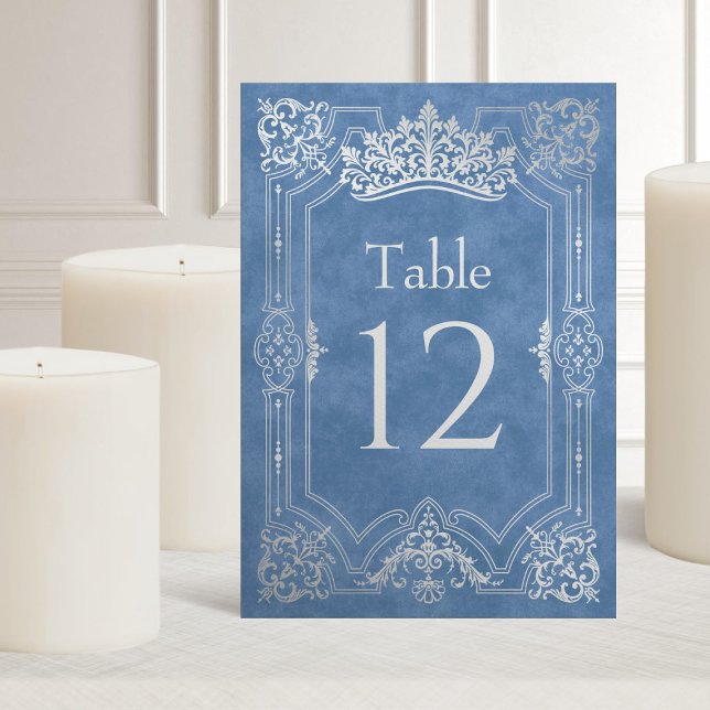 Blue Tiara Crown Elegant Quinceanera Table Number (Creator Uploaded)