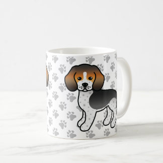 Blue Ticked Beagle Cartoon Dog &amp; Paws Coffee Mug