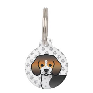 Blue Ticked Beagle Cartoon Dog &amp; Pet's Info Pet ID Tag