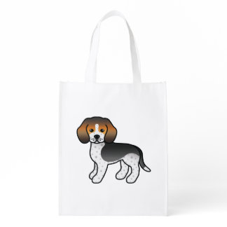 Blue Ticked Beagle Cute Cartoon Dog Grocery Bag