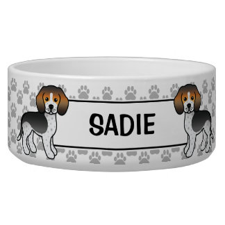 Blue Ticked Beagle Cute Cartoon Dog &amp; Name Bowl