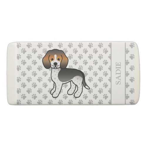 Blue Ticked Beagle Cute Cartoon Dog  Name Eraser