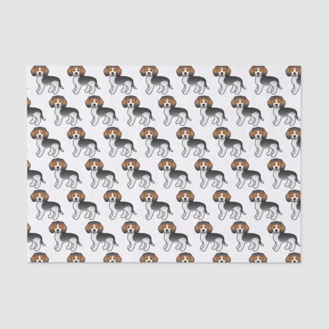 Blue Ticked Beagle Cute Cartoon Dog Pattern Tissue Paper (Front)
