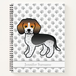 Blue Ticked Beagle Cute Cartoon Dog &amp; Text Notebook