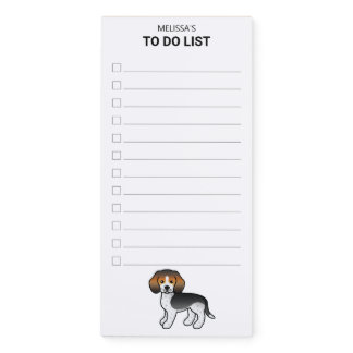 Blue Ticked Beagle Cute Cartoon Dog To Do List Magnetic Notepad
