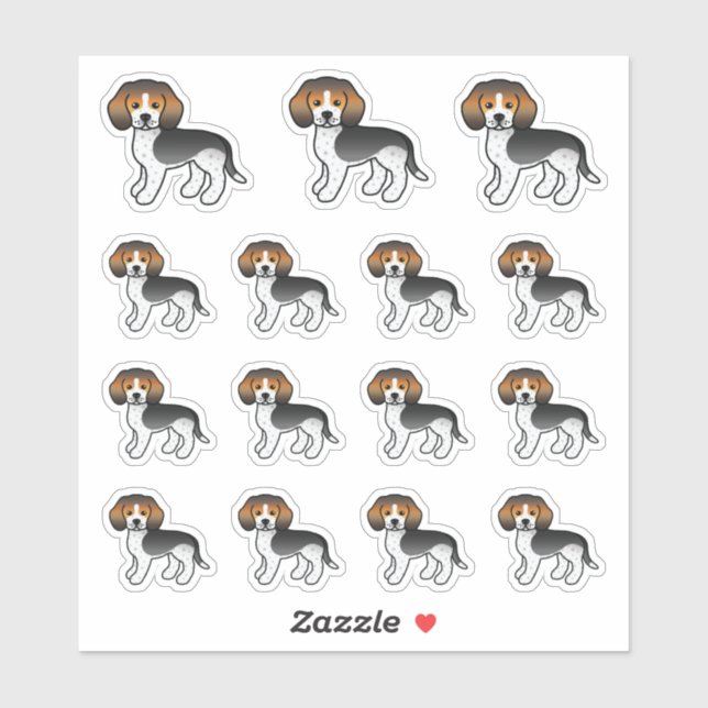 Blue Ticked Beagle Cute Cartoon Dogs Sticker (Sheet)