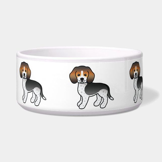 Blue Ticked Cartoon Beagle Breed Dogs Bowl (Right)