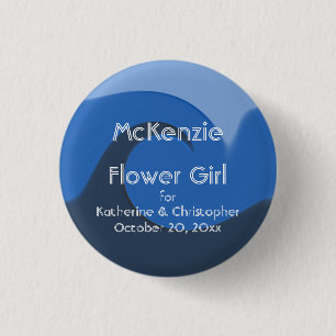 "Blue Tide" - Flower Girl w/ Names and Date Button