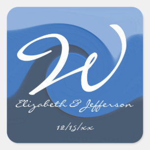 "Blue Tide" - Monogram w/ Names Seal/Sticker Square Sticker