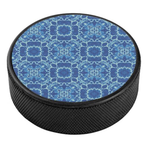 Blue tie die design hockey puck