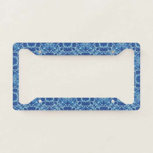 Blue tie die design license plate frame