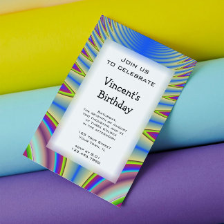 Blue Tie Dye Birthday Party Invitation