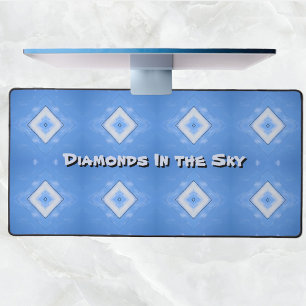 Blue Tie Dye Diamonds in the Sky Personalized Desk Mat