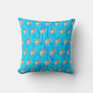 Blue Tie Dye Donkey Design, Throw Pillow