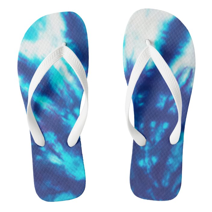 Blue Tie-Dye Flip Flops | Zazzle.com