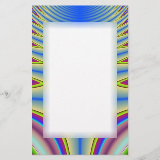 Blue Tie Dye Fractal Stationery (Front)