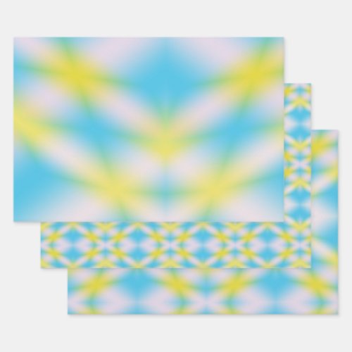 Blue Tie Dye Gradient Pattern Wrapping Paper Sheets