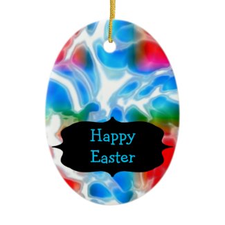 Blue Tie Dye Happy Easter Egg Ornament ornament