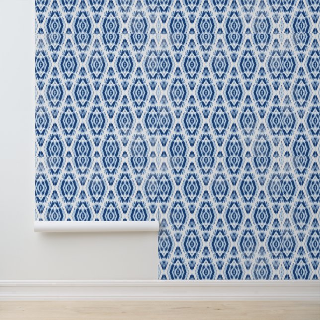 Blue Tie Dye Pattern Classic Wallpaper (Application)
