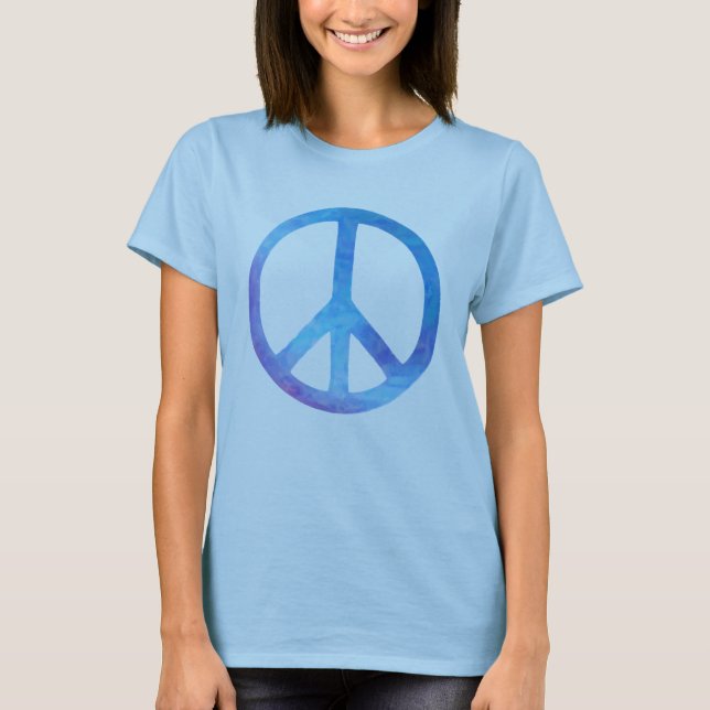 Blue Tie Dye Peace Symbol T-Shirt (Front)