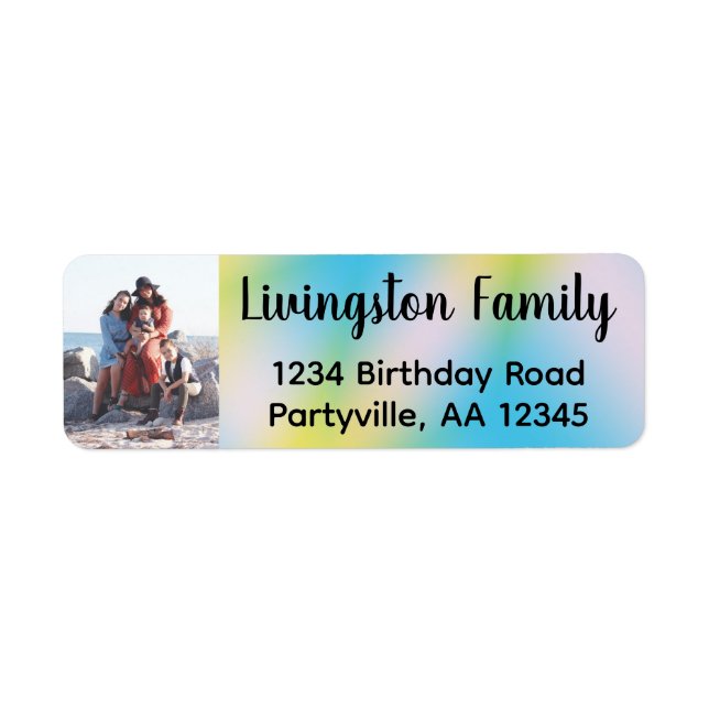 Blue Tie Dye Photo Address Label (Front)