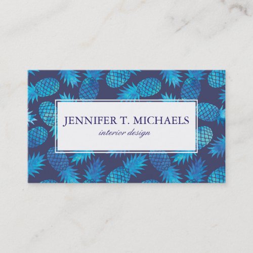 Blue Tie Dye Pineapples  Add Your Name Business Card