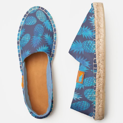 Blue Tie Dye Pineapples  Add Your Name Espadrilles
