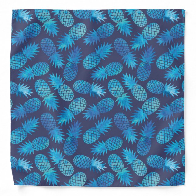 Blue Tie Dye Pineapples Bandana (Front)