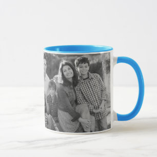 Blue Tie Dye Pineapples Family Photos with Text Mug