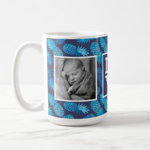 Blue Tie Dye Pineapples LOVE with Photos Coffee Mug