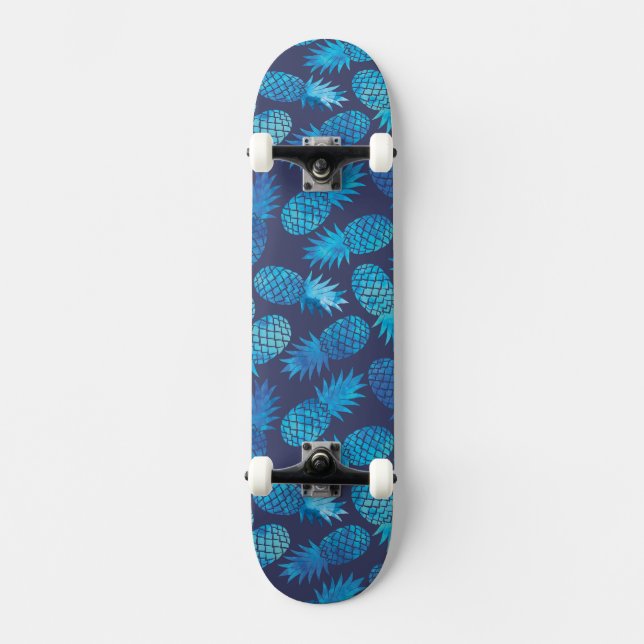 Blue Tie Dye Pineapples Skateboard Deck (Front)