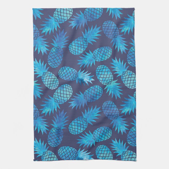 Blue Tie Dye Pineapples Towel (Vertical)