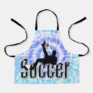 Blue Tie Dye Soccer Design, Kids Full Print Apron
