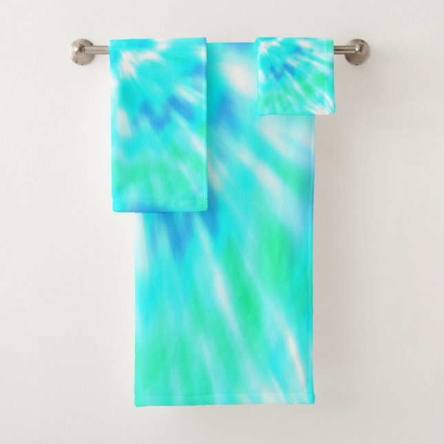 Blue Tie Dye Towel Set (Insitu)
