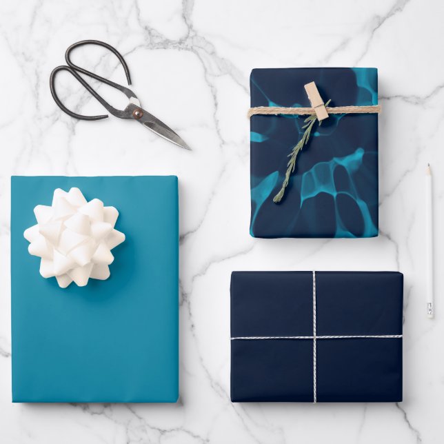 Blue Tie dye  Wrapping Paper Sheets (Front)