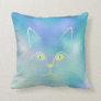 Blue Tiffany Mint Green Glass Cat Throw Pillow