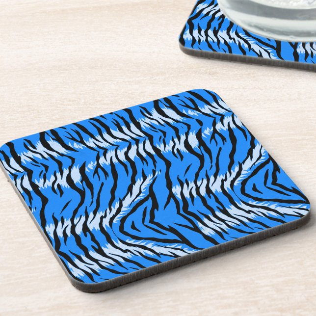 Blue Tiger Animal Skin Pattern Design  Beverage Coaster (Creator Uploaded)