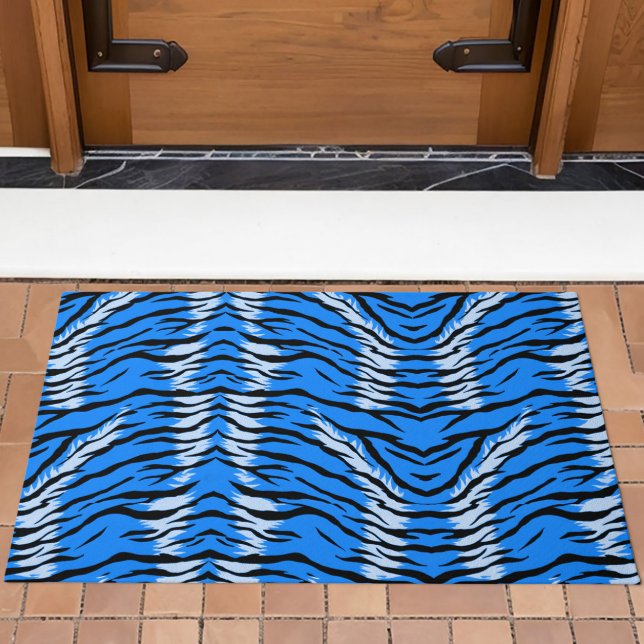 Blue Tiger Animal Skin Pattern Design  Doormat (Creator Uploaded)