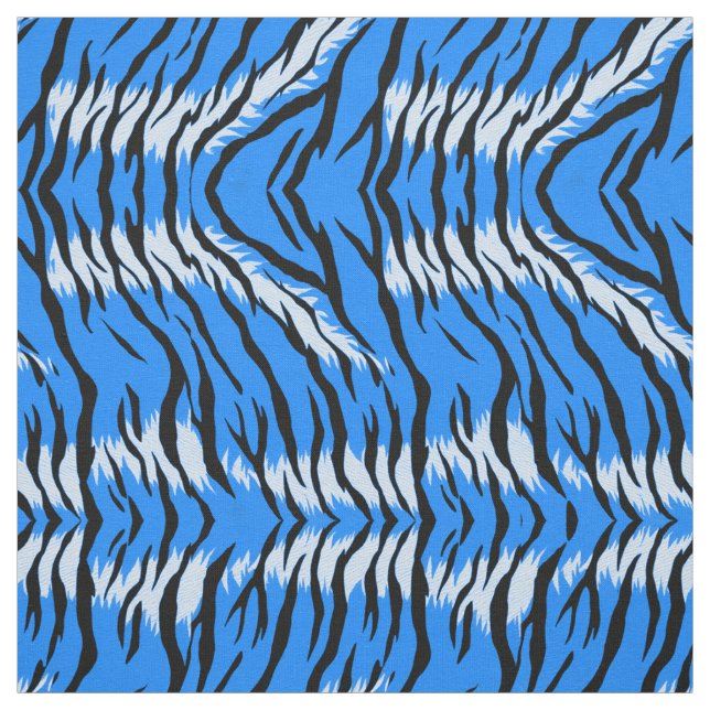 Blue Tiger Animal Skin Pattern Design  Fabric (Swatch)