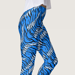 Blue Tiger Animal Skin Pattern Design Leggings