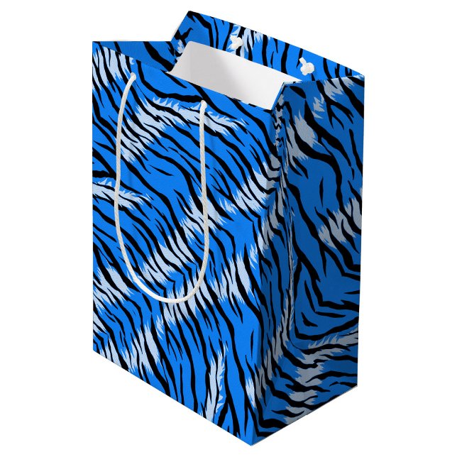 Blue Tiger Animal Skin Pattern Design  Medium Gift Bag (Creator Uploaded)