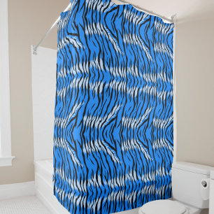 Blue Tiger Animal Skin Pattern Design Shower Curtain